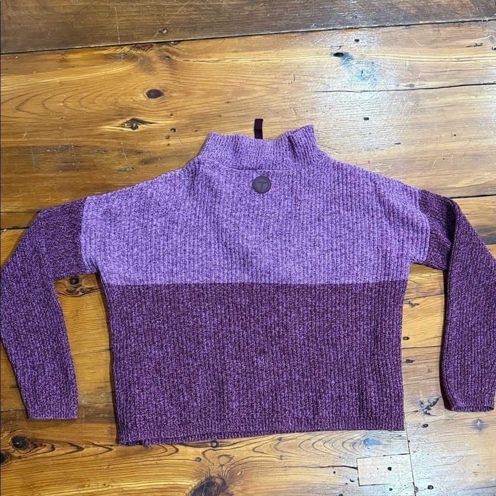 T by Talbots Purple Two-Tone Turtleneck quarter zip Knit Sweater Size Medium - Picture 6 of 7